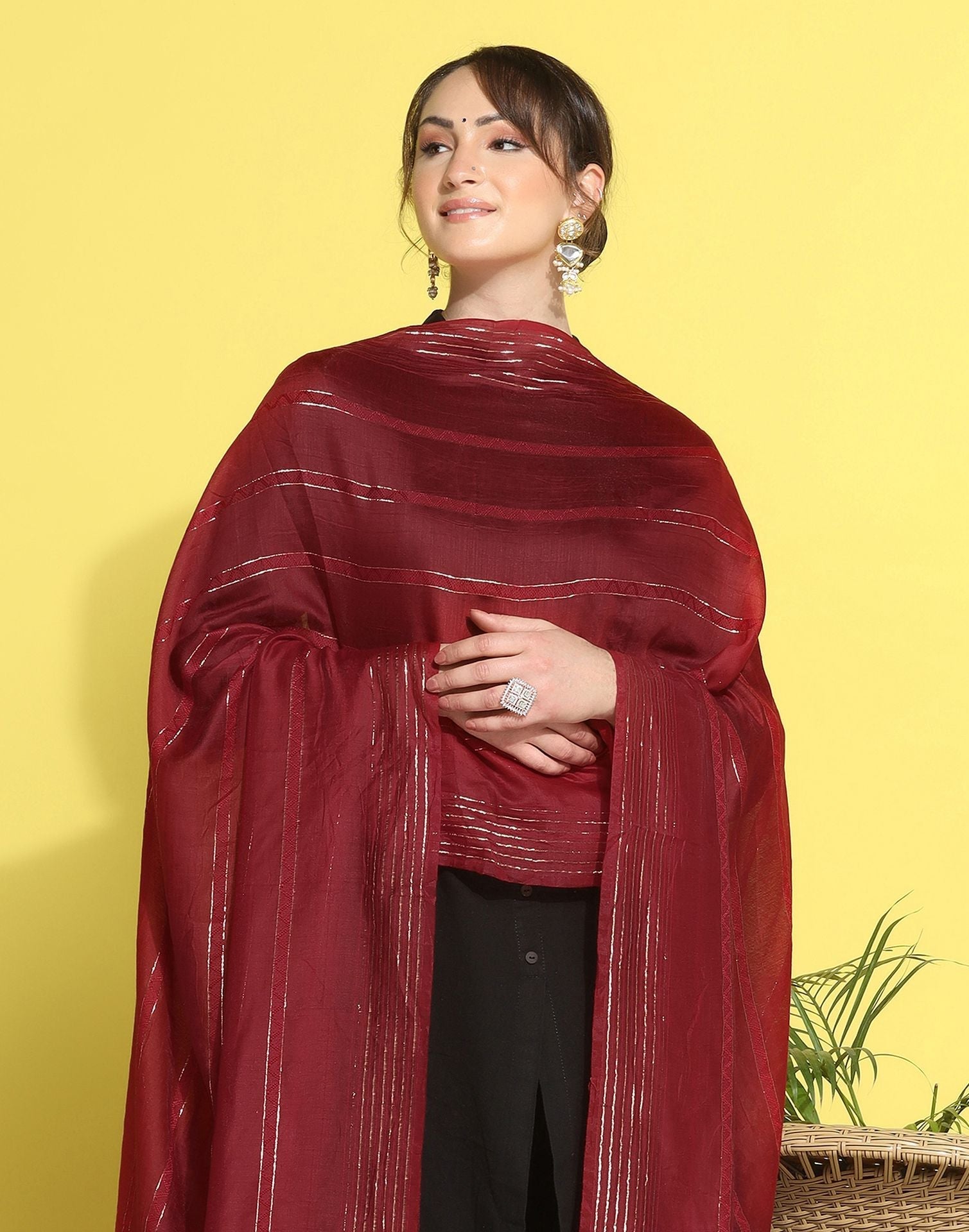 Maroon Cotton Dupatta | Leemboodi
