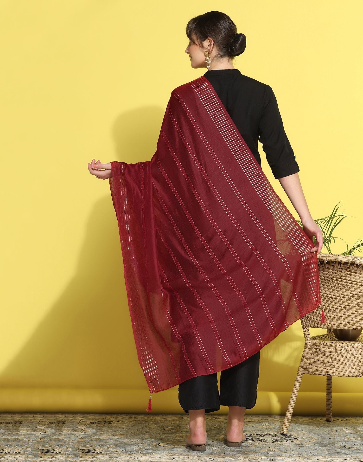 Maroon Cotton Dupatta | Leemboodi