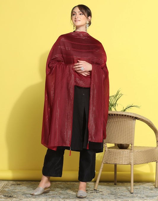 Maroon Cotton Dupatta | Leemboodi