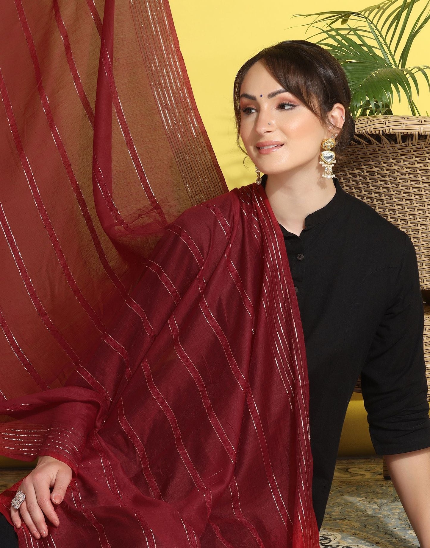 Maroon Cotton Dupatta | Leemboodi