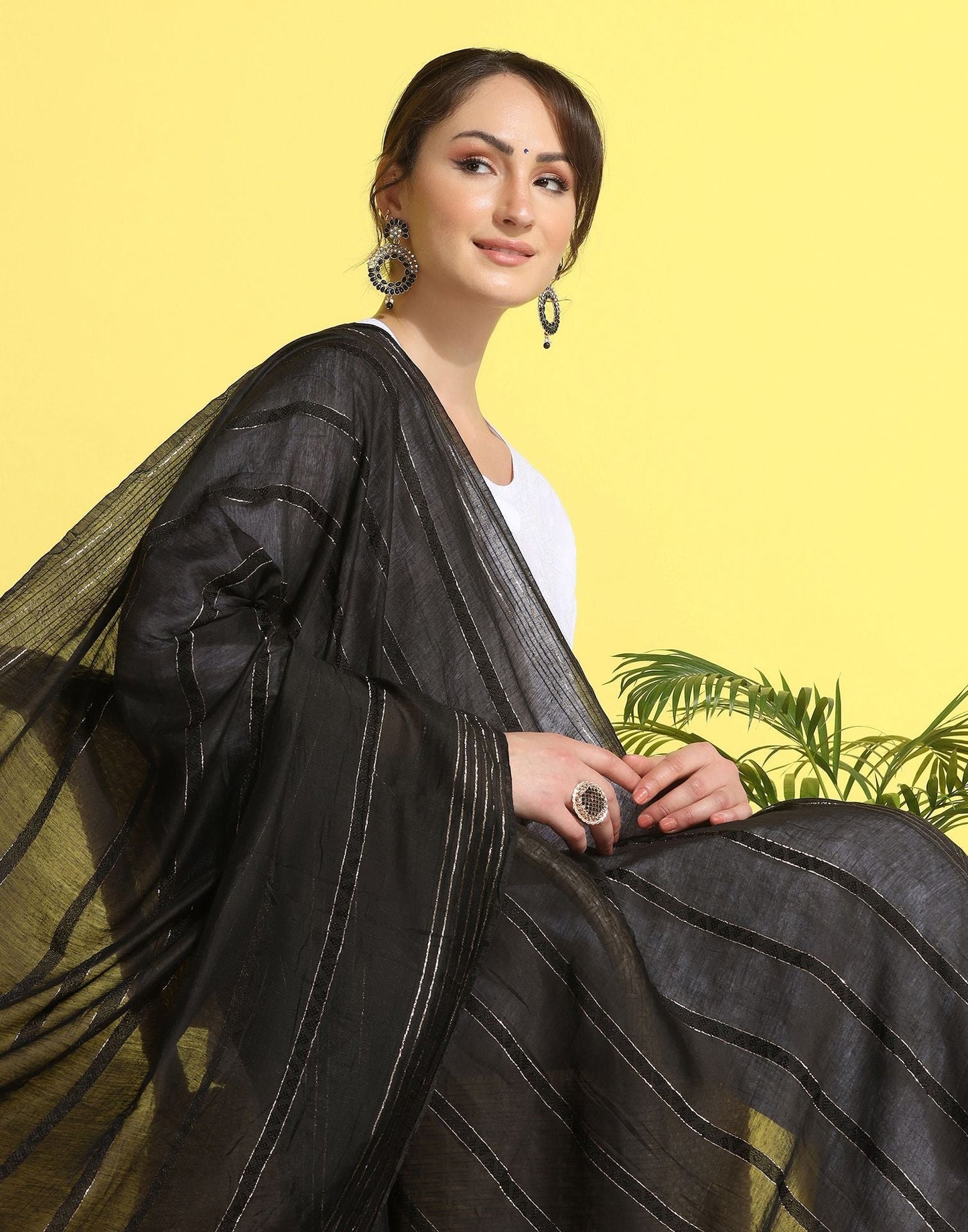 Black Cotton Dupatta | Leemboodi