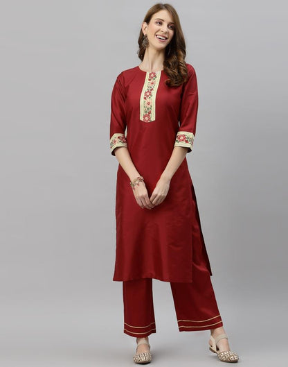 Maroon Kurti With Pant And Dupatta | Leemboodi