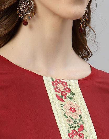 Maroon Kurti With Pant And Dupatta | Leemboodi
