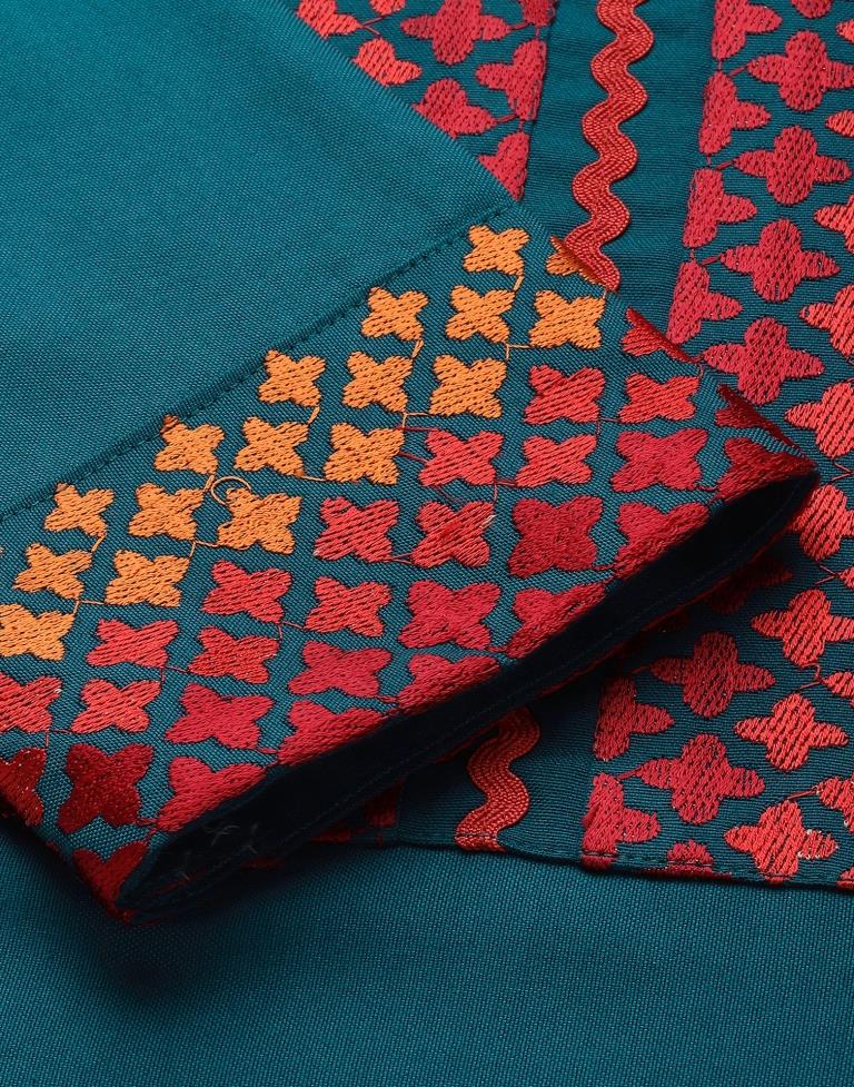 Teal Kurti With Pant And Dupatta | Leemboodi