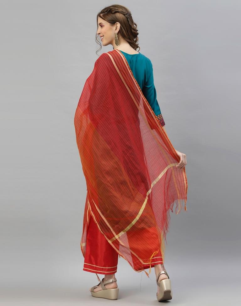 Teal Kurti With Pant And Dupatta | Leemboodi