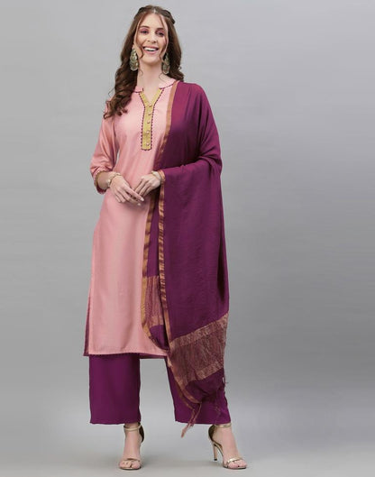 Pink Kurti With Pant And Dupatta | Leemboodi