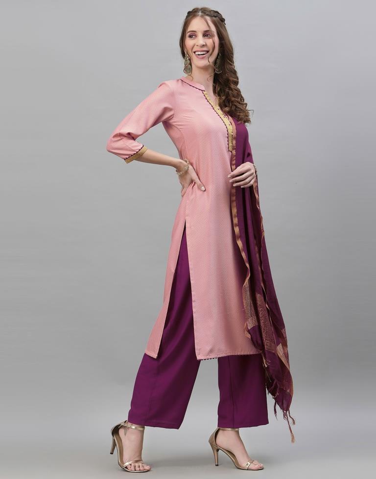 Pink Kurti With Pant And Dupatta | Leemboodi