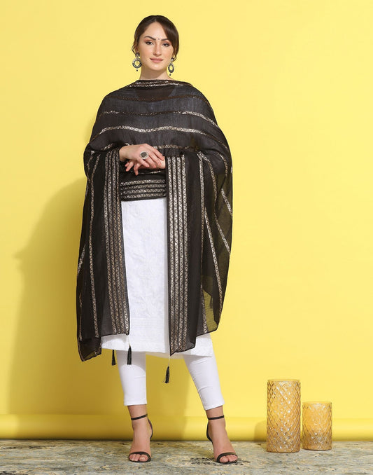 Black Cotton Dupatta | Leemboodi