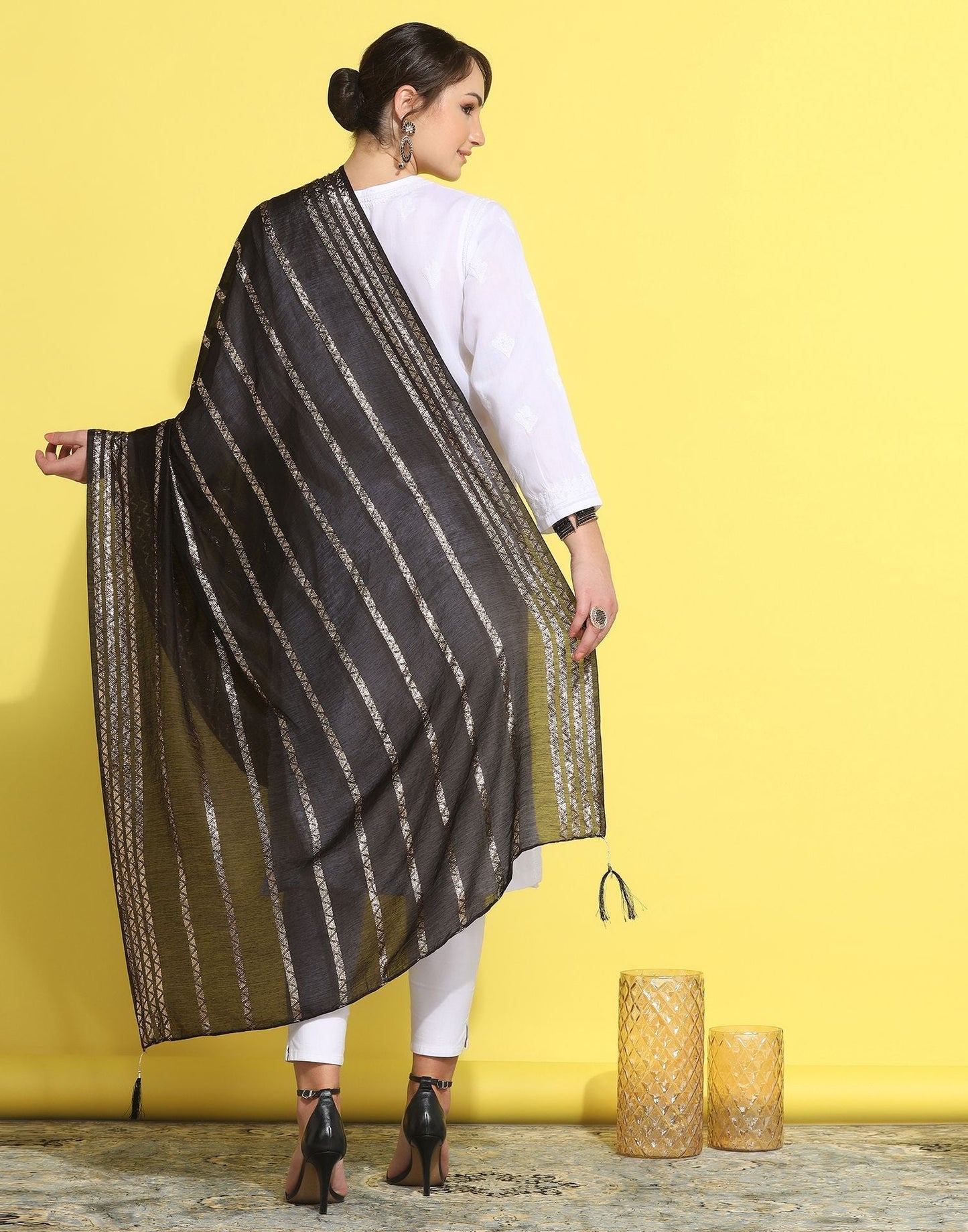 Black Cotton Dupatta | Leemboodi