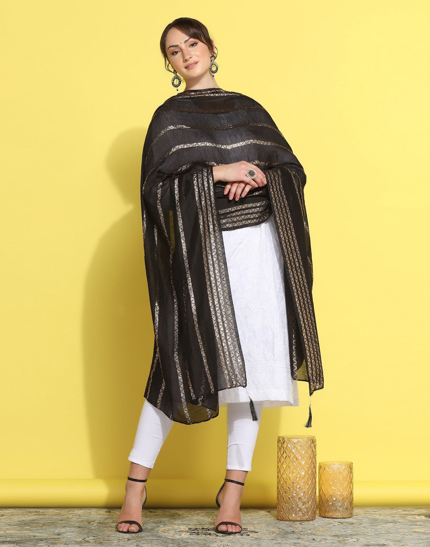 Black Cotton Dupatta | Leemboodi
