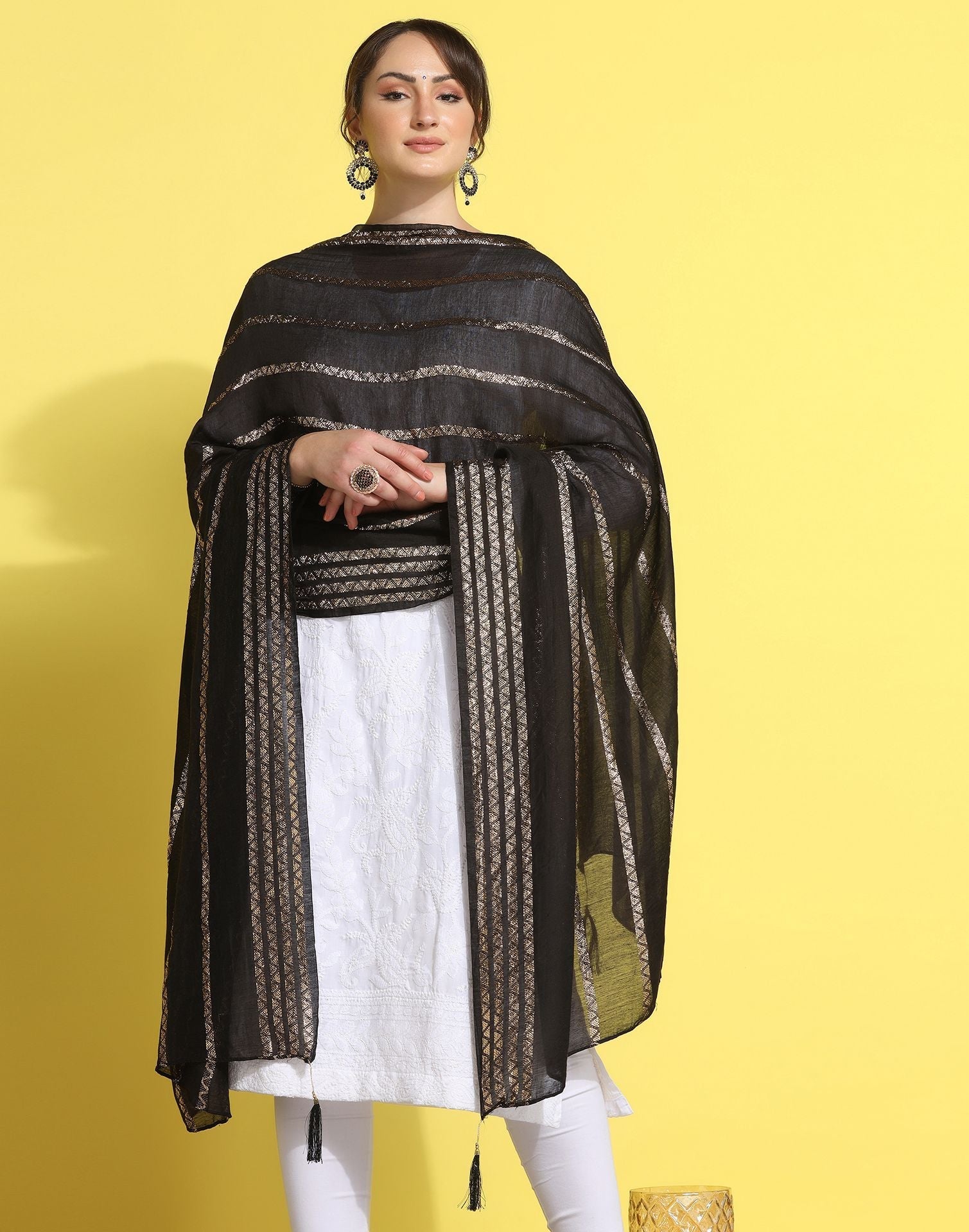Black Cotton Dupatta | Leemboodi