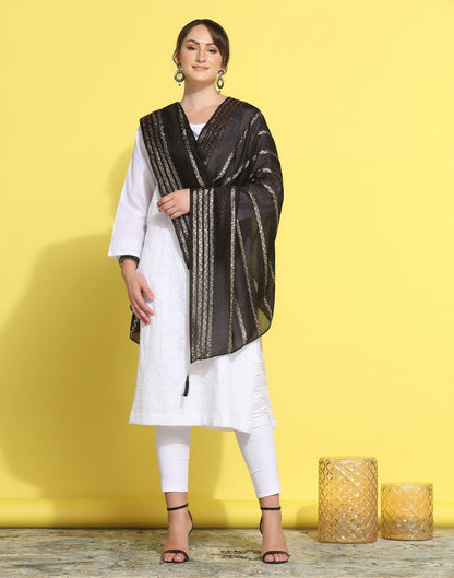 Black Cotton Dupatta | Leemboodi