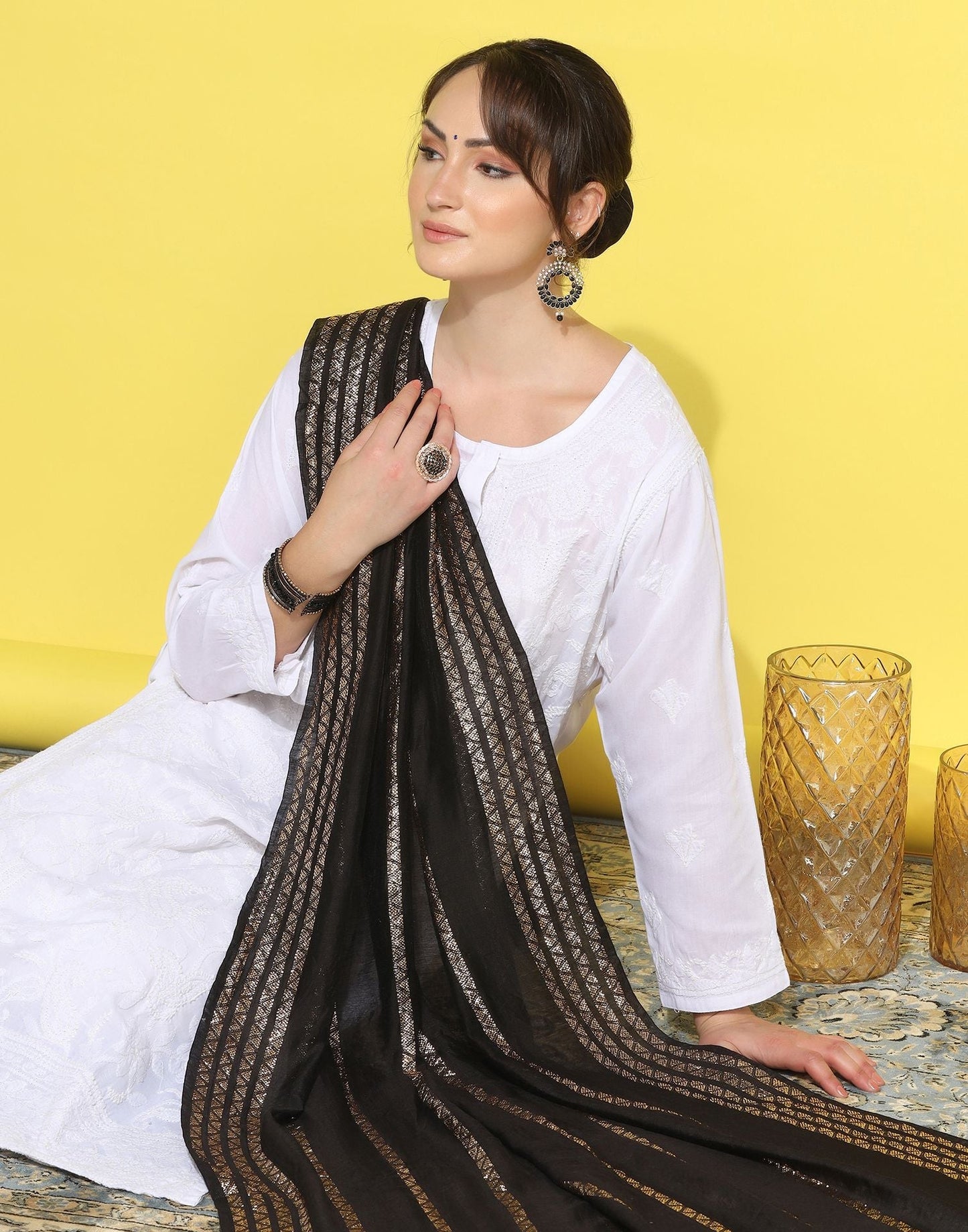 Black Cotton Dupatta | Leemboodi