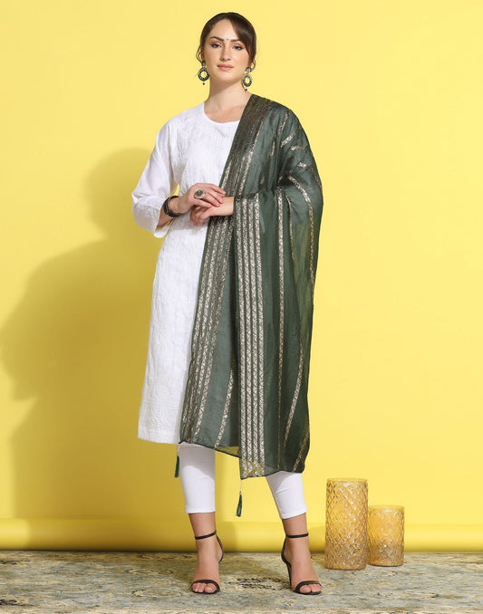 Green Cotton Dupatta | Leemboodi