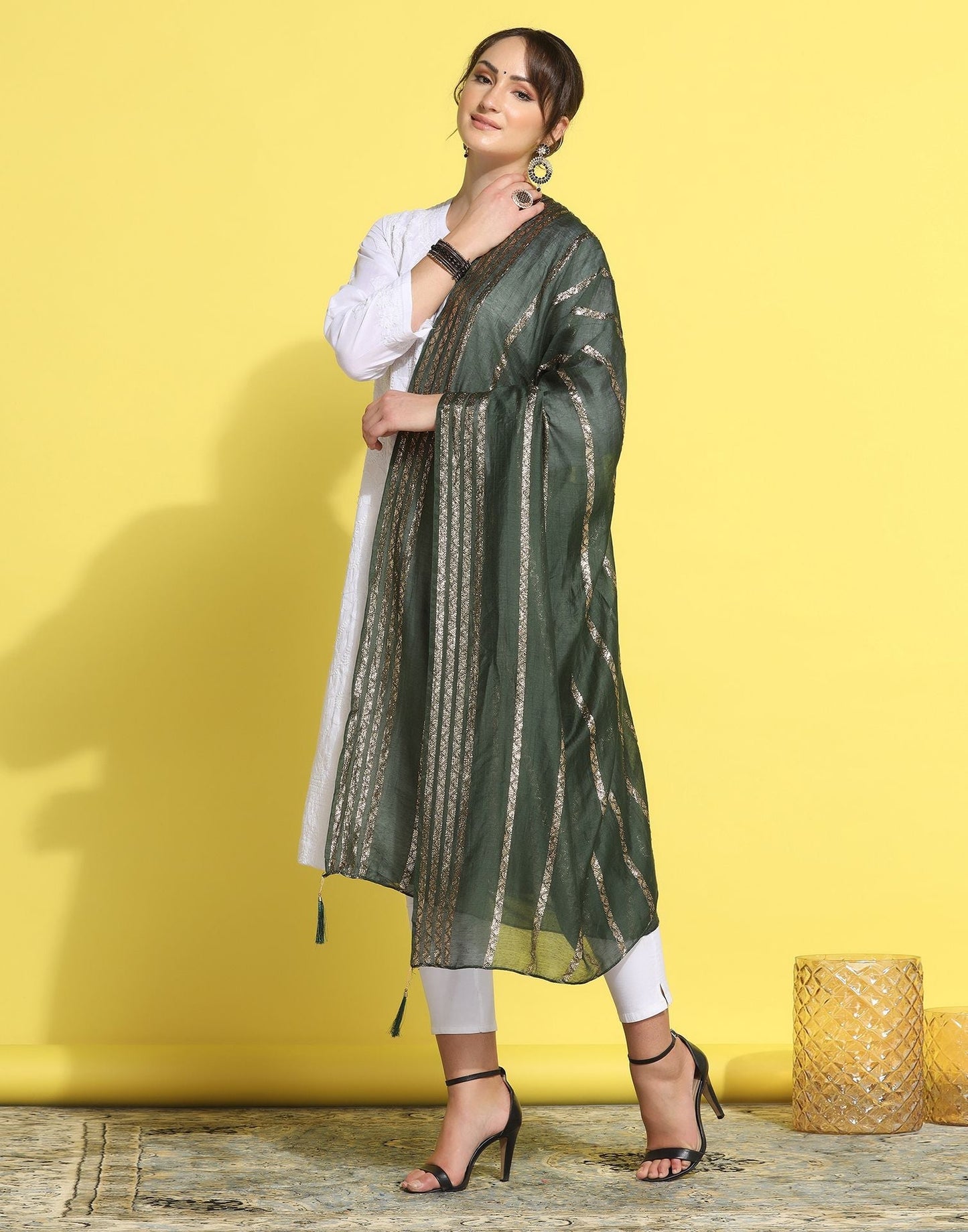 Green Cotton Dupatta | Leemboodi