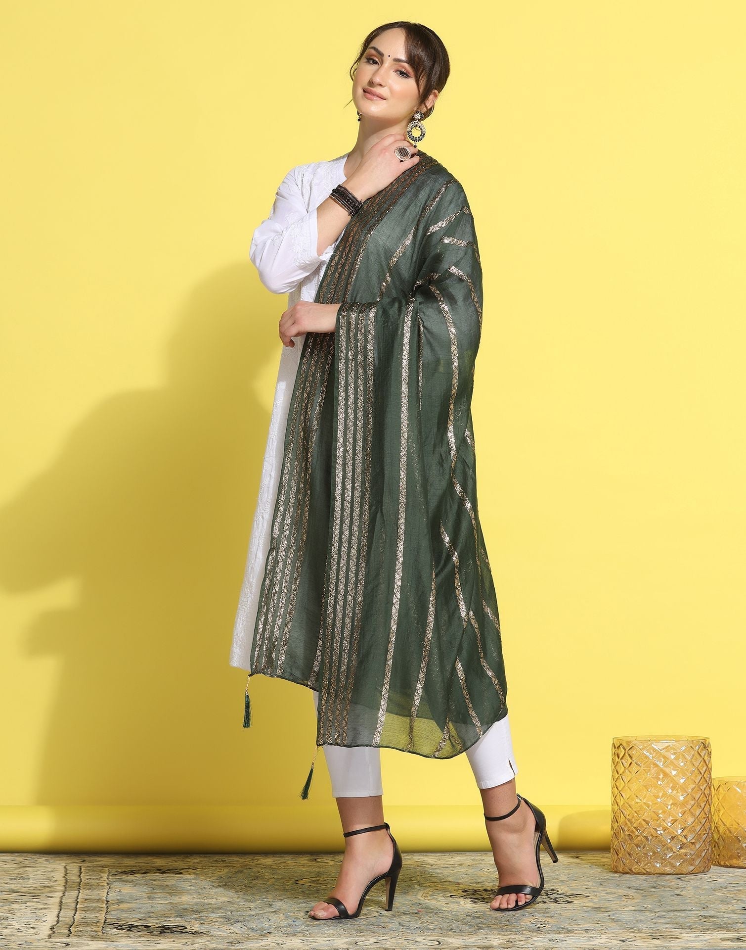 Green Cotton Dupatta | Leemboodi
