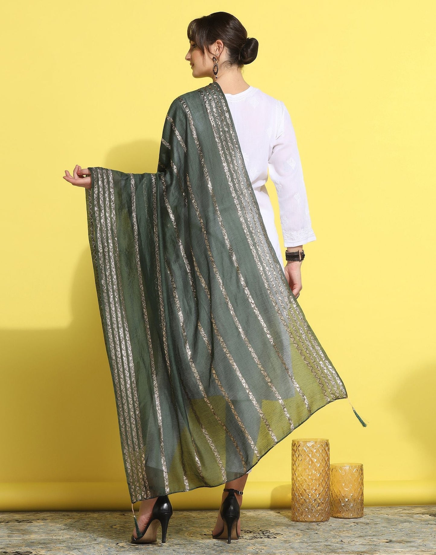 Green Cotton Dupatta | Leemboodi