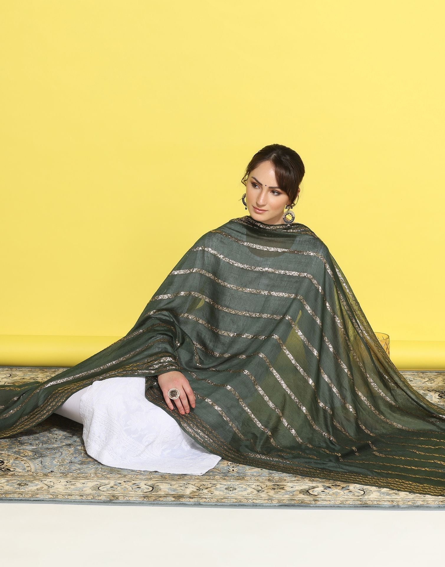Green Cotton Dupatta | Leemboodi