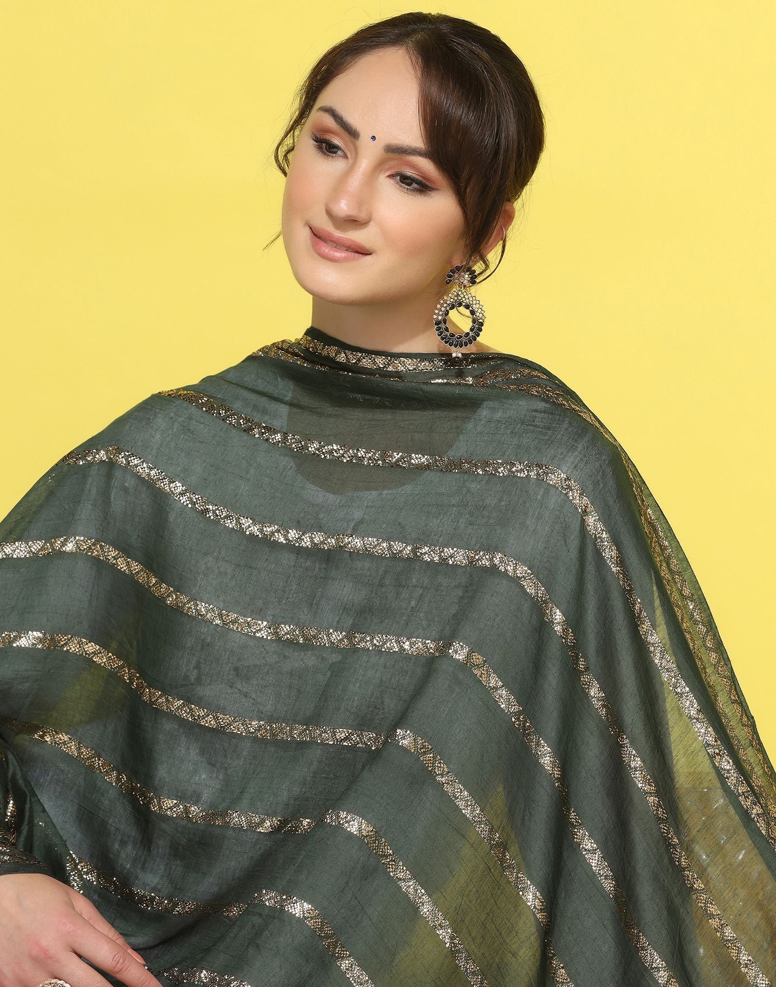 Green Cotton Dupatta | Leemboodi