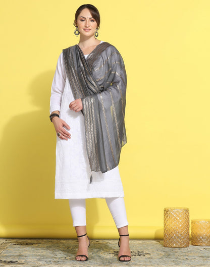 Grey Cotton Dupatta | Leemboodi