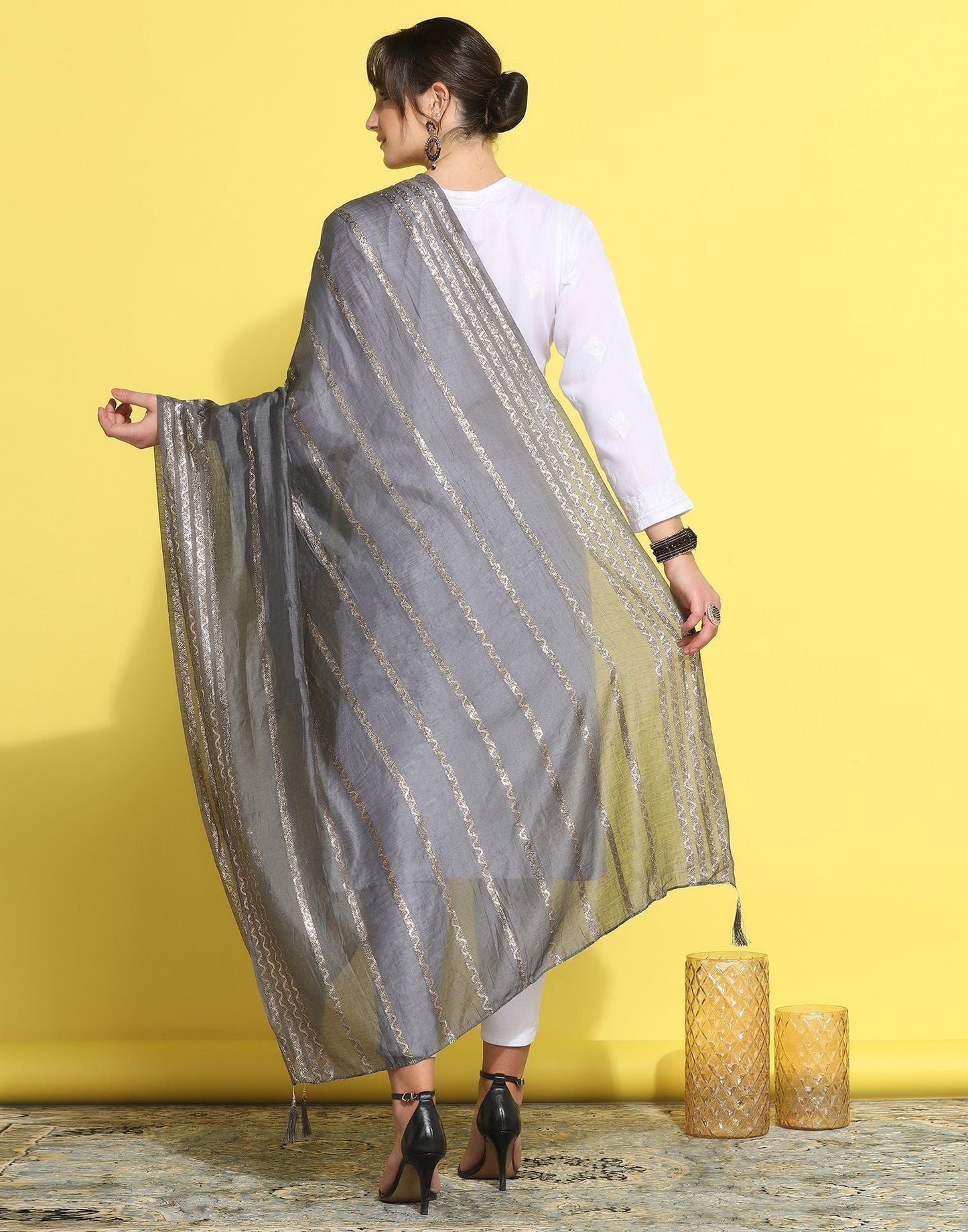 Grey Cotton Dupatta | Leemboodi