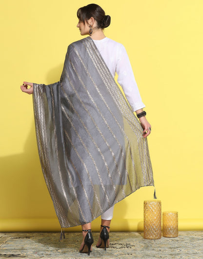 Grey Cotton Dupatta | Leemboodi
