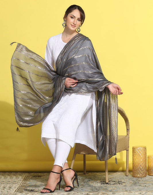 Grey Cotton Dupatta | Leemboodi