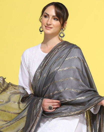 Grey Cotton Dupatta | Leemboodi