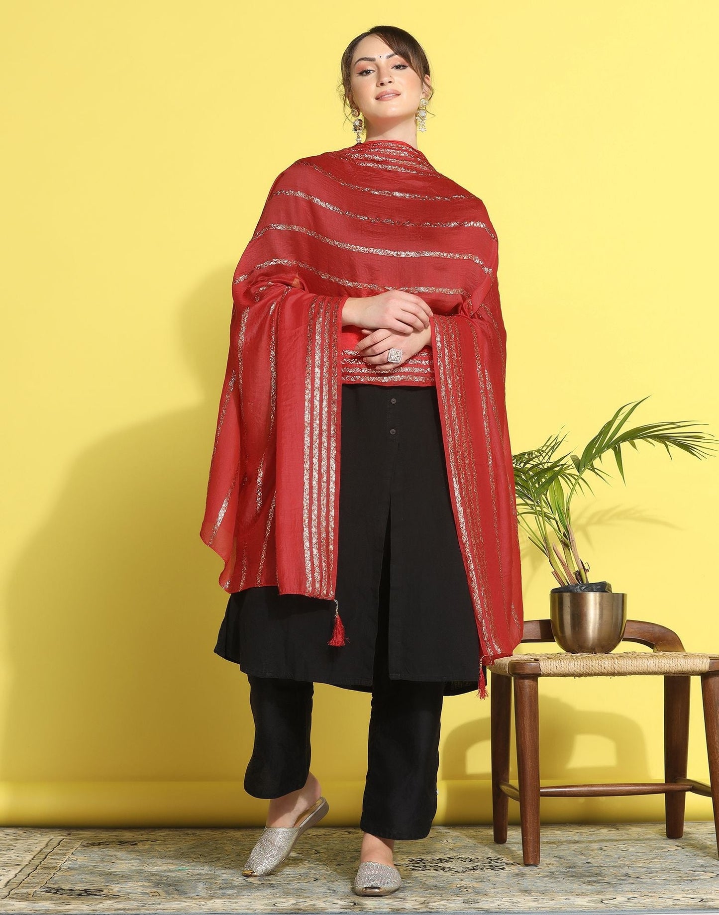 Red Cotton Dupatta | Leemboodi