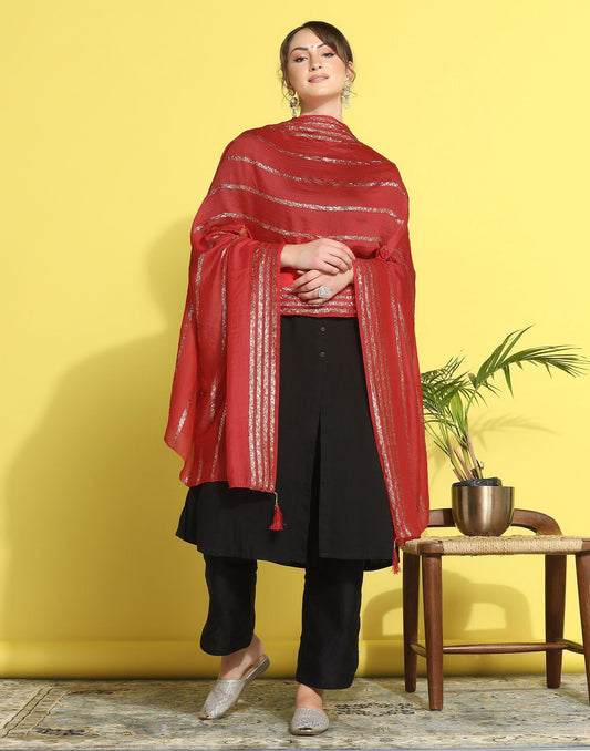 Red Cotton Dupatta | Leemboodi