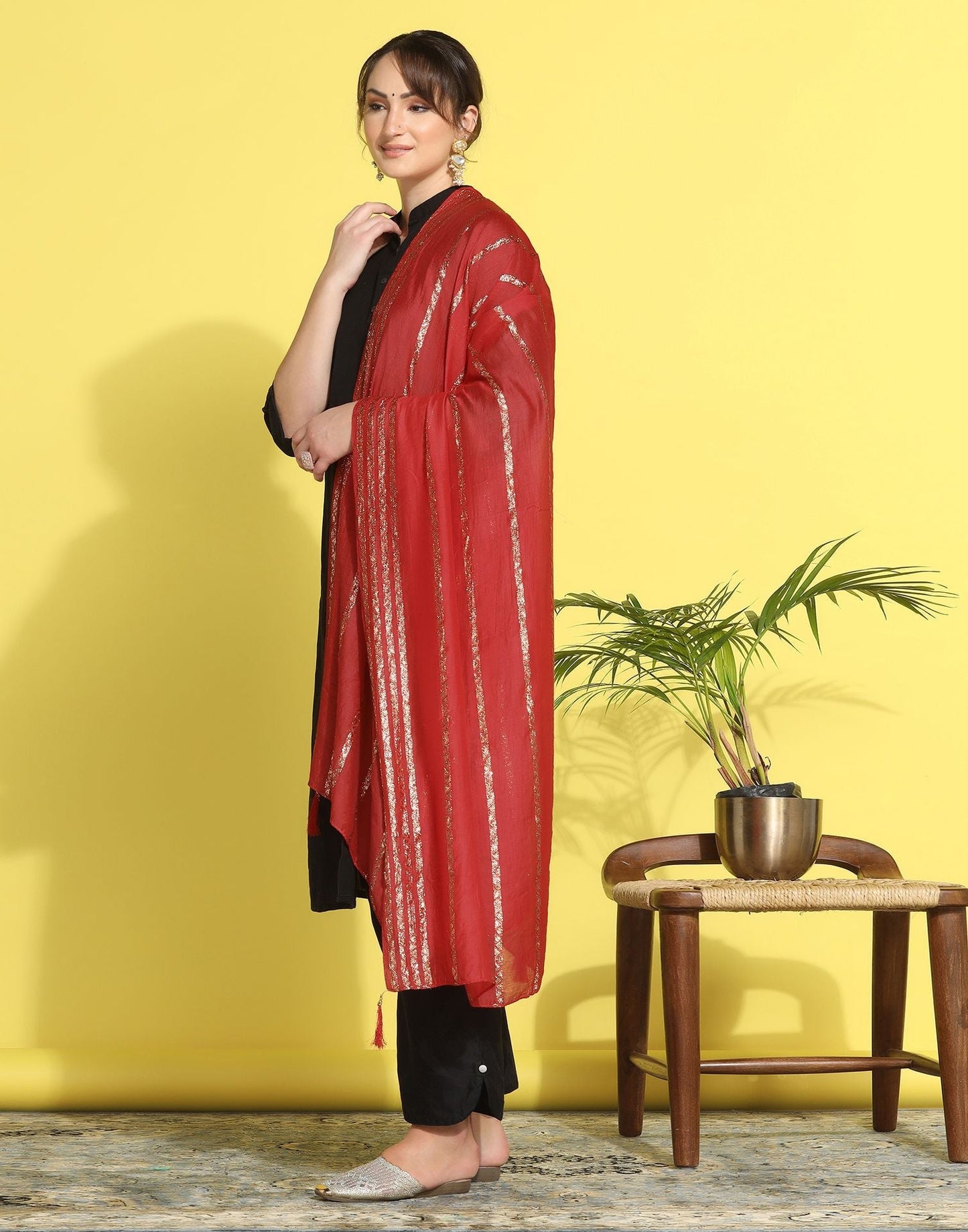 Red Cotton Dupatta | Leemboodi