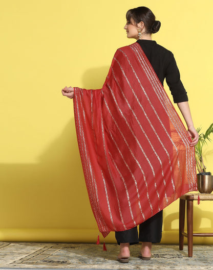 Red Cotton Dupatta | Leemboodi