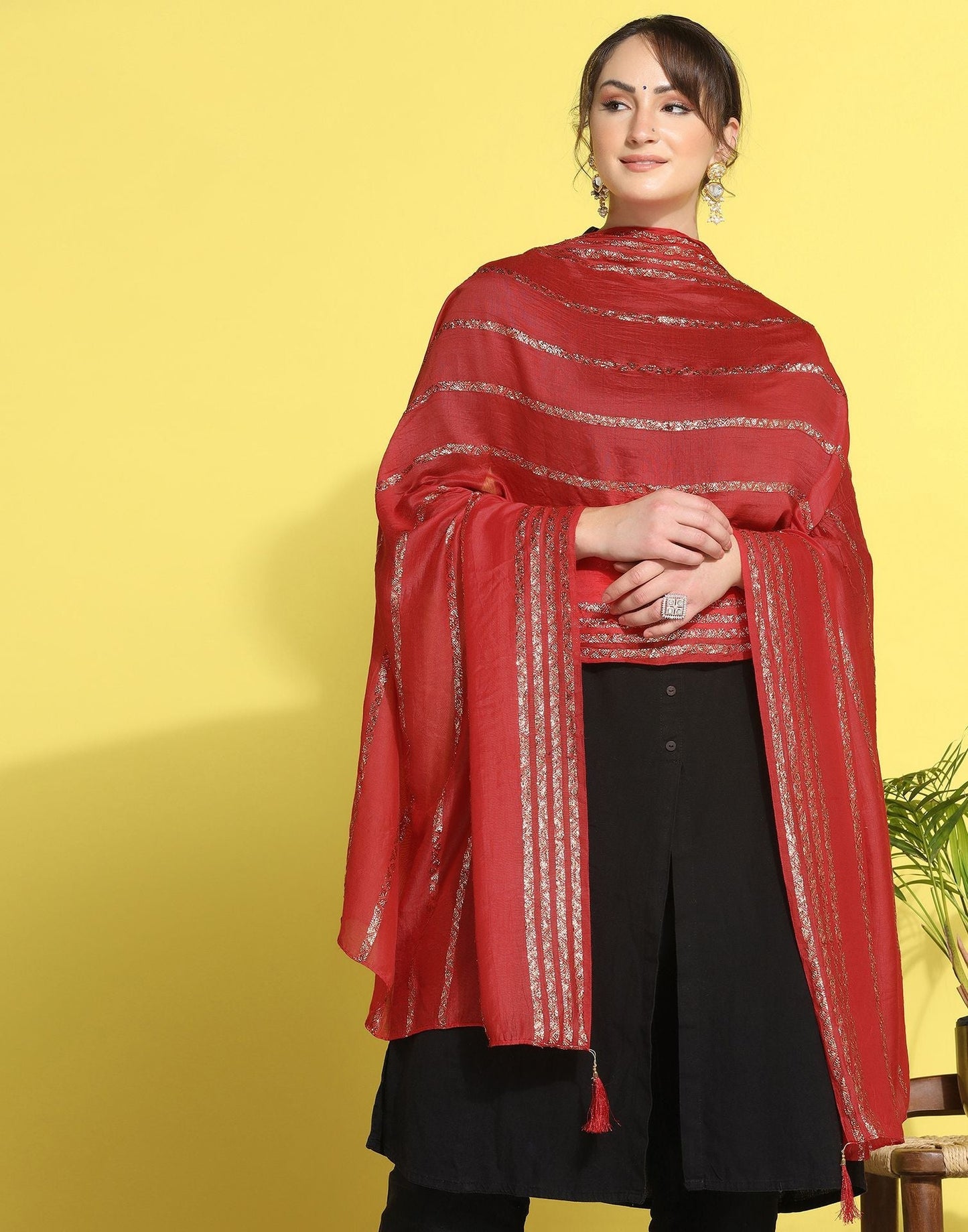 Red Cotton Dupatta | Leemboodi