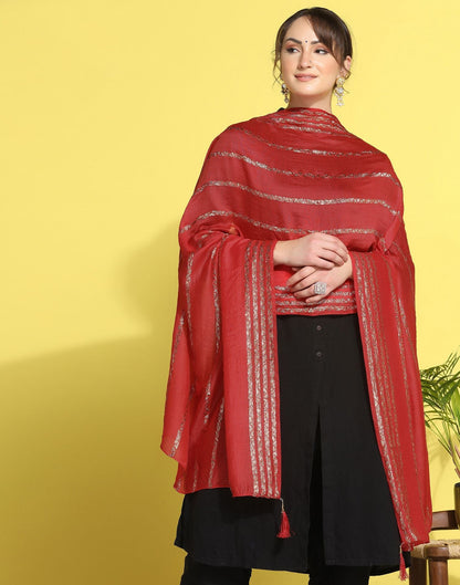 Red Cotton Dupatta | Leemboodi