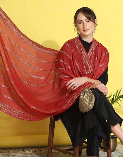 Red Cotton Dupatta | Leemboodi