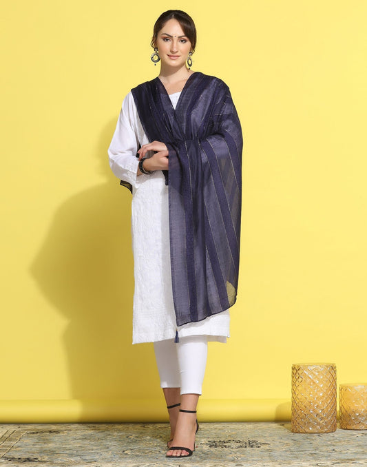 Blue Cotton Dupatta | Leemboodi