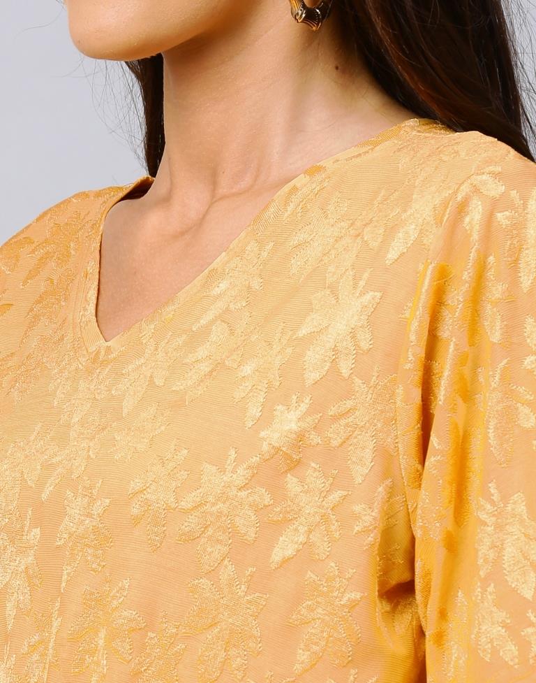 Gorgeous Mustard Yellow Coloured Terry Jacquard Lycra Tops | Sudathi