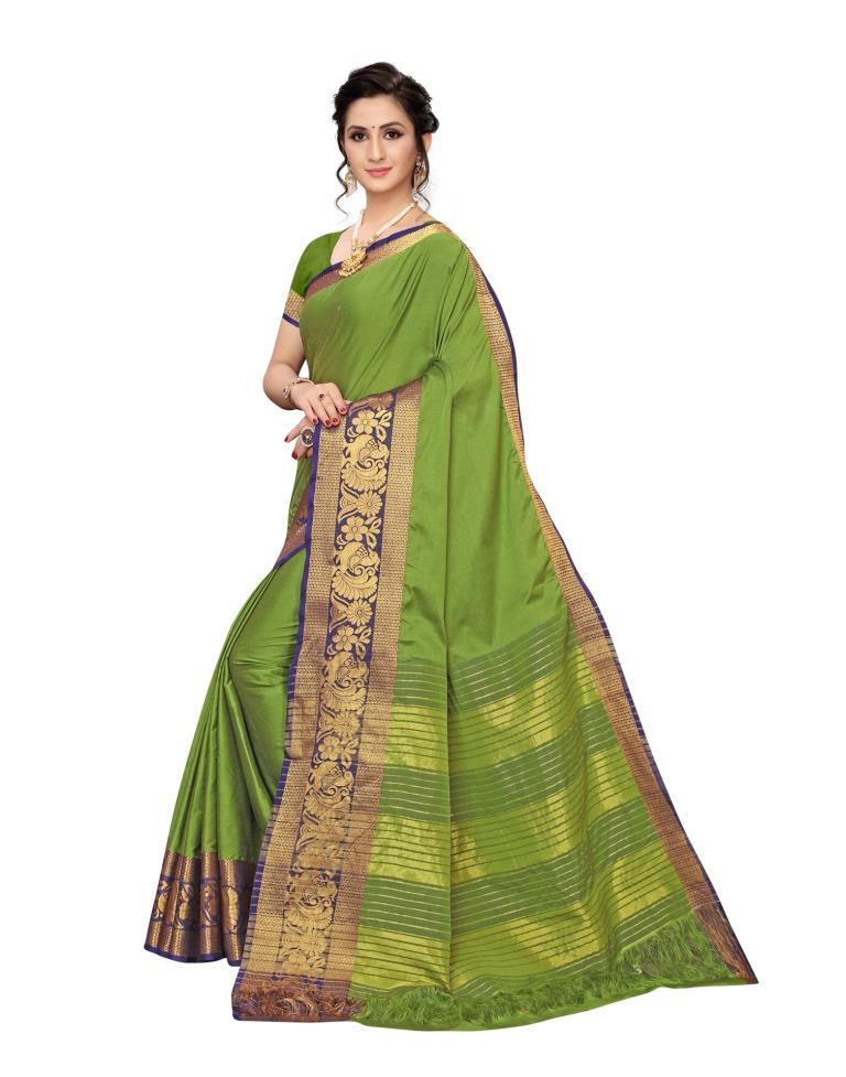 Green Coloured Poly Silk Jacquard Partywear saree | Leemboodi