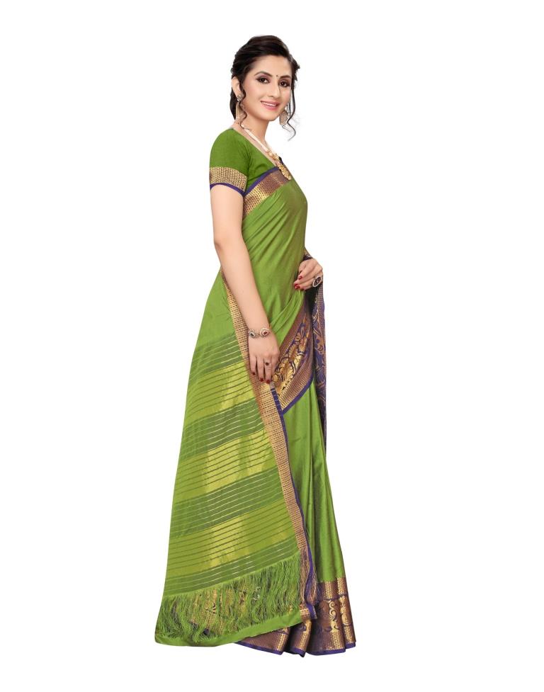 Green Coloured Poly Silk Jacquard Partywear saree | Leemboodi