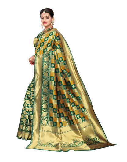 Green Coloured Poly Silk Jacquard Partywear saree | Sudathi