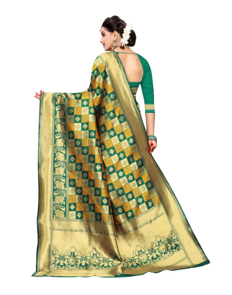 Green Coloured Poly Silk Jacquard Partywear saree | Sudathi