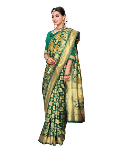 Green Coloured Poly Silk Jacquard Partywear saree | Sudathi