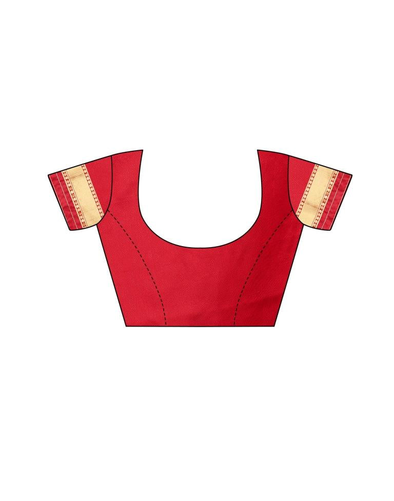 Red Coloured Poly Silk Jacquard Partywear saree | Sudathi