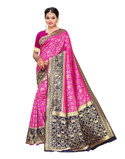 Pink Coloured Poly Silk Banarasi Jacquard Partywear saree | Sudathi