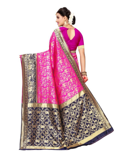 Pink Coloured Poly Silk Banarasi Jacquard Partywear saree | Sudathi