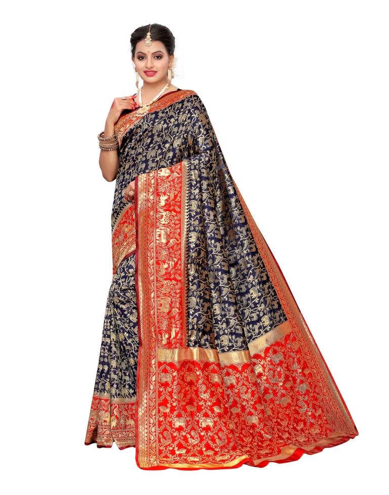 Navy Blue Silk Saree | Sudathi
