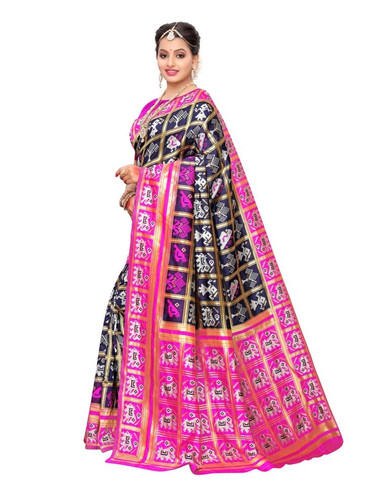 Navy Blue Coloured Poly Silk Jacquard Partywear saree | Leemboodi