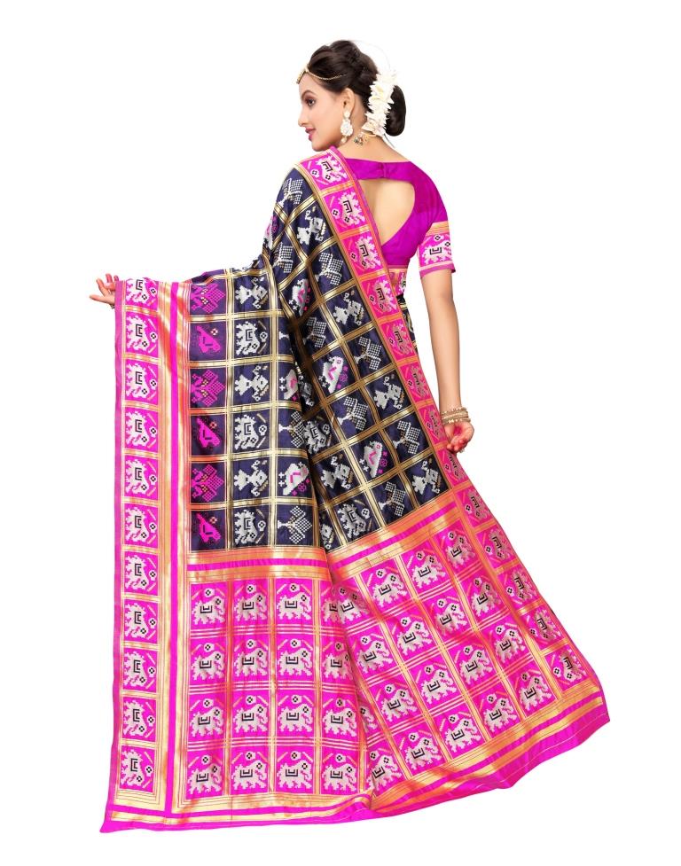 Navy Blue Coloured Poly Silk Jacquard Partywear saree | Leemboodi
