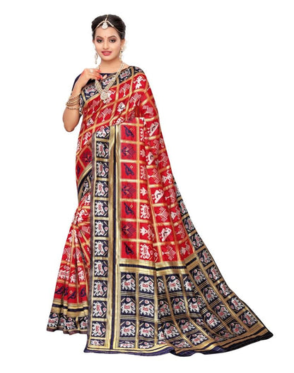 Red Coloured Poly Silk Jacquard Partywear saree | Leemboodi