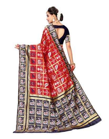 Red Coloured Poly Silk Jacquard Partywear saree | Leemboodi